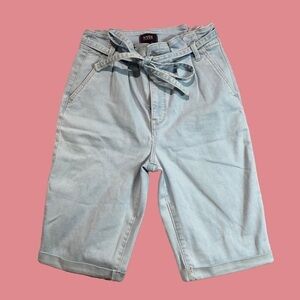 NEW NYDJ PAPER-BAG POCKET BRIELLA DENIM SHORTS HIGH RISE BLUE WASH SIZE 0